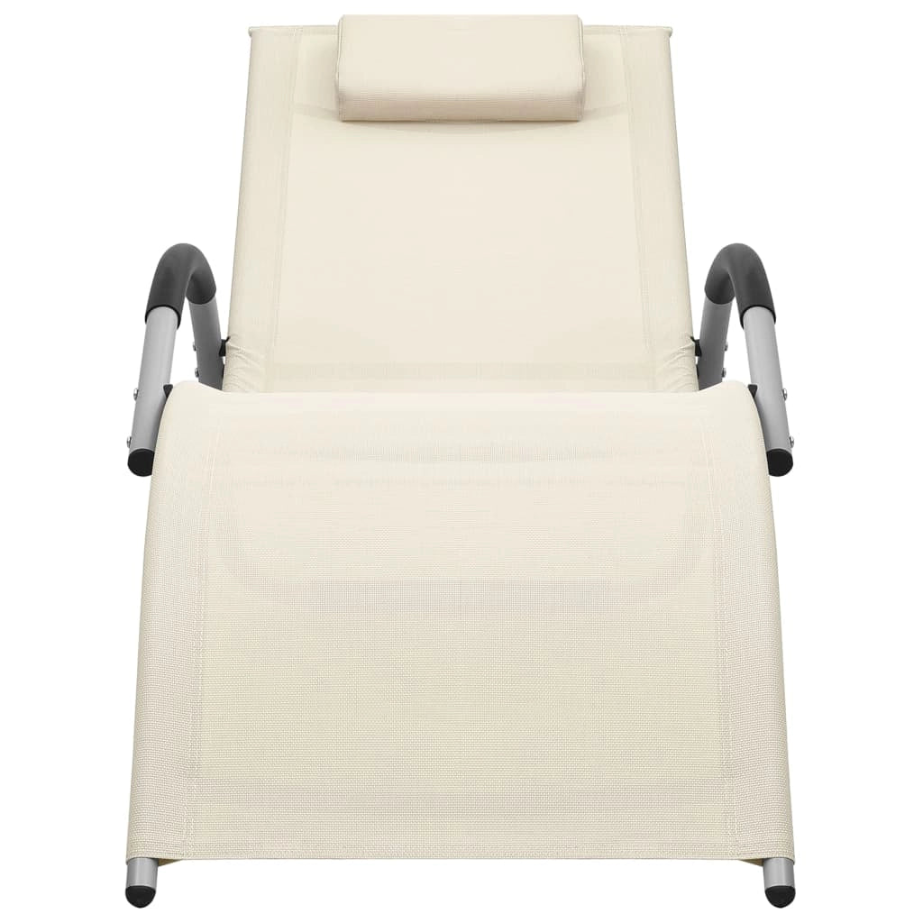 Lettino prendisole sedia a sdraio lettino prendisole letto da giardino mobili da esterno per patio textilene crema e grigio 02_0012929