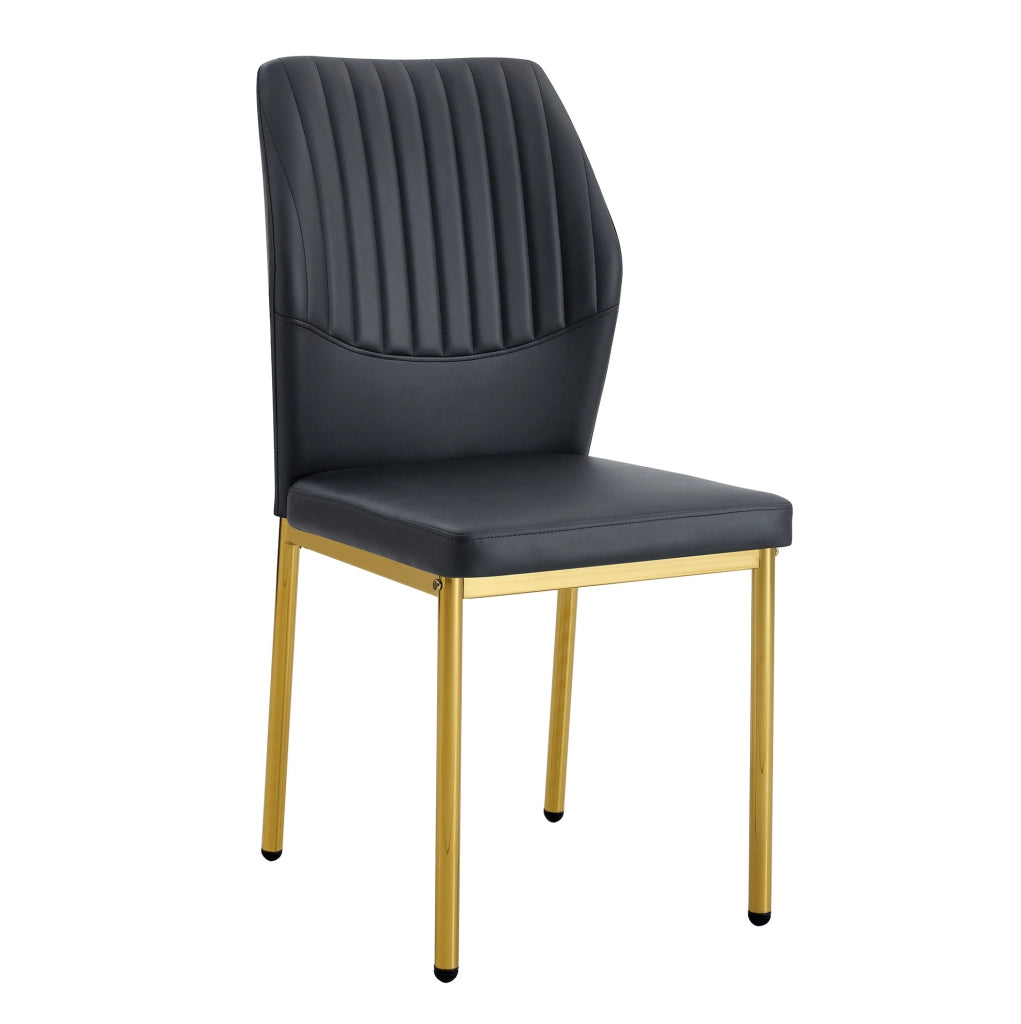 Set di 4 sedie da pranzo in PU nero e metallo oro; altezza 93 cm