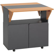 Tavolo Pieghevole Salvaspazio per 4 Persone max con 4 Ruote, Ripiano Nascosto e Armadietto con Ante, 70x83x75 cm