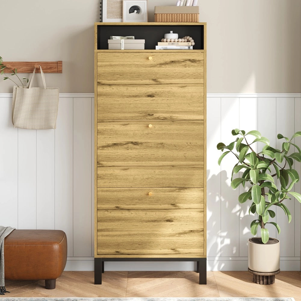 Scarpiera Alta e Slim con Ante e Ripiani ¨C MINIMAL ¨C H147 cm