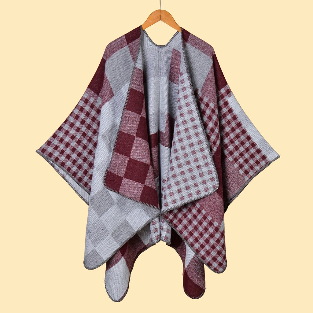 Nuova cappa da viaggio calda da donna con motivo geometrico jacquard.
