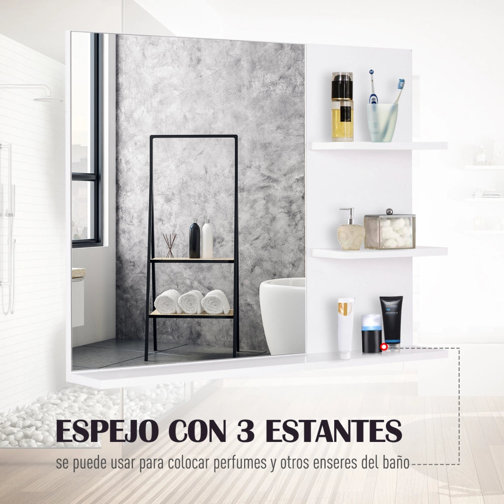 Specchio con Ripiani per Bagno ¨C Zephmum ¨C Bianco 60x48x10 cm