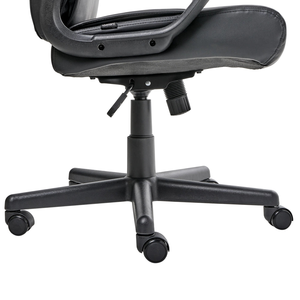 Sedia da ufficio retrò in similpelle nero altezza regolabile con braccioli elegante