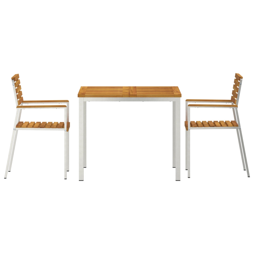 Set da Pranzo da Giardino 3 Pezzi in Legno Massello di Acacia