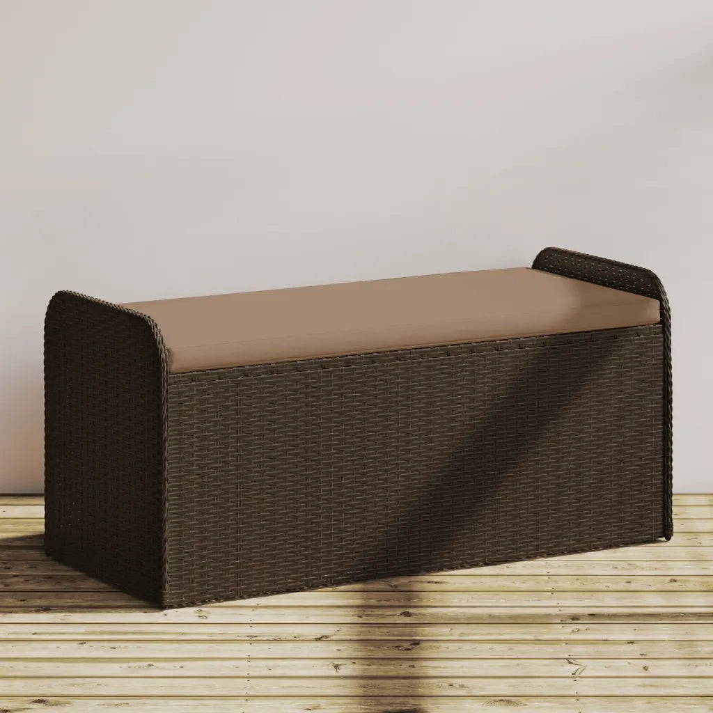 Cassapanca con Cuscino Marrone 115x51x52 cm in Polyrattan