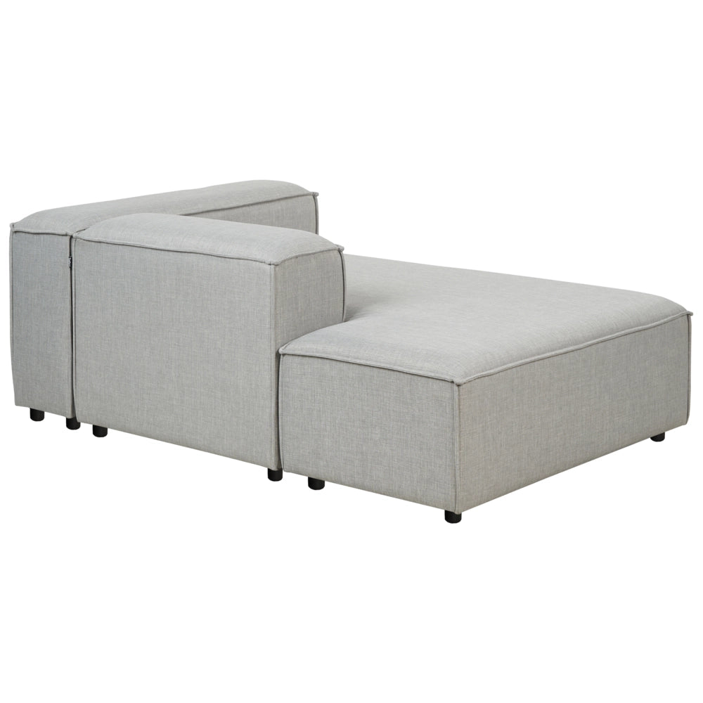 Chaise longue in tessuto grigio chiaro lato destro con Gambe nere stile moderno
