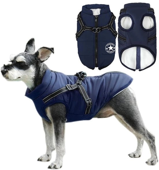 Vestito per cani acqua resistente - vestito per cani con coda - giacca per cani invernale - giacca per cani con strisce riflettenti - lavabile in macchina - giacca per cani confortevole e calda
