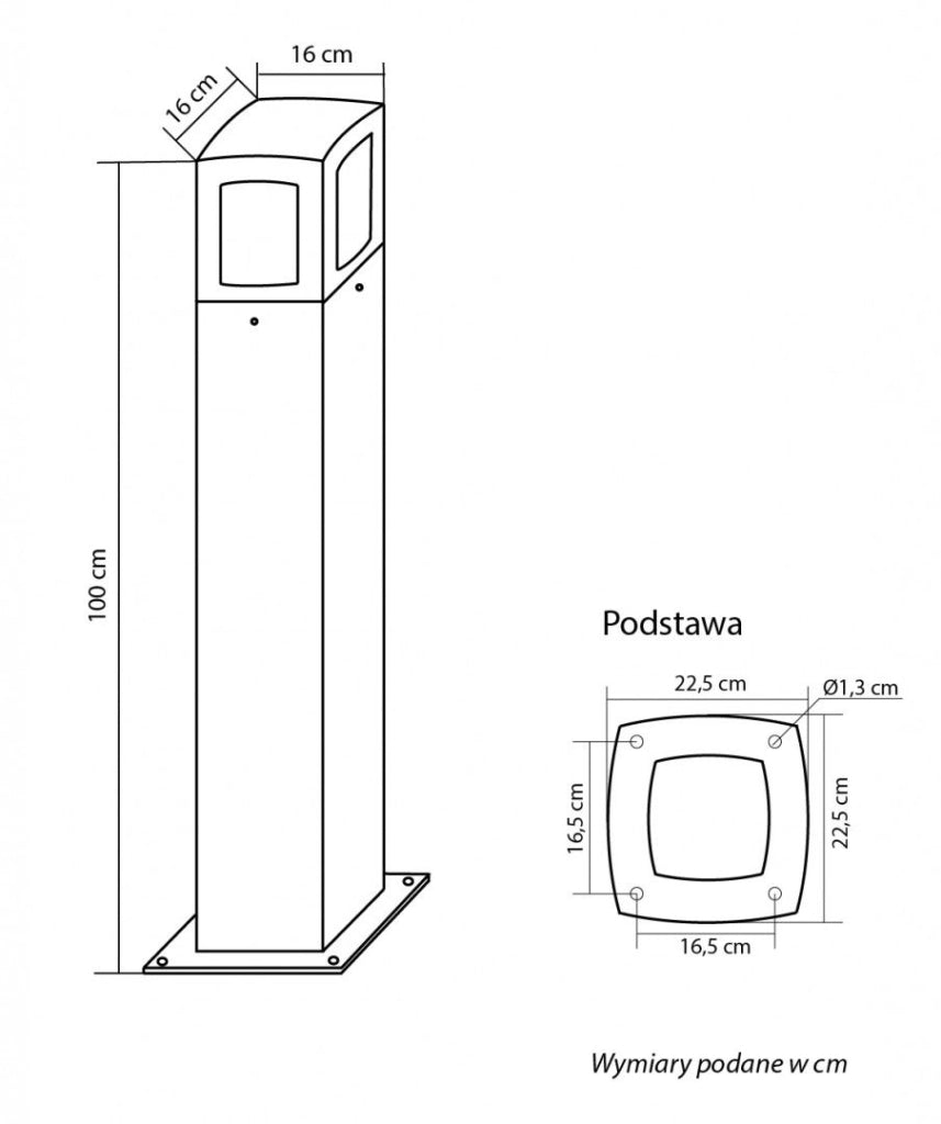 Paletto luce giardino 100cm E27 100W grigio IP65 SU-MA TL-1000