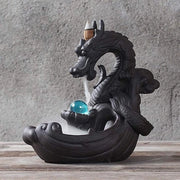 Ceramica Artigianale di un Drago Diffusore di Aria con Pendenti di Vetro e 20 Fumogeni a Riflesso