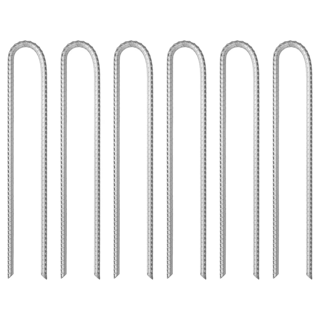 Picchetti Tenda 6 pz a Forma di U 37 cm Ã˜10 mm Acciaio Zincato