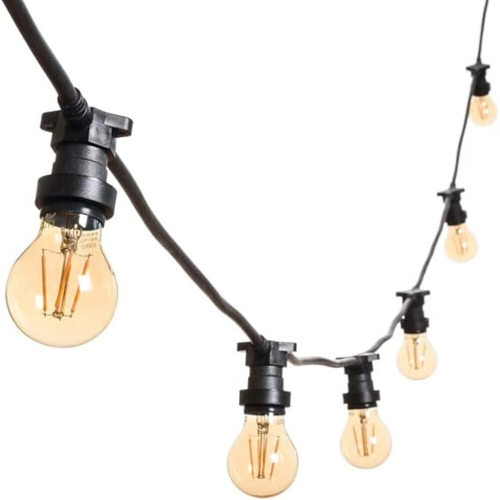 Trade Shop - Catena Luminosa Con 15 Portalampada E27 Luci Decorative Prolungabile Ip54 P01-s01-15 - Nero