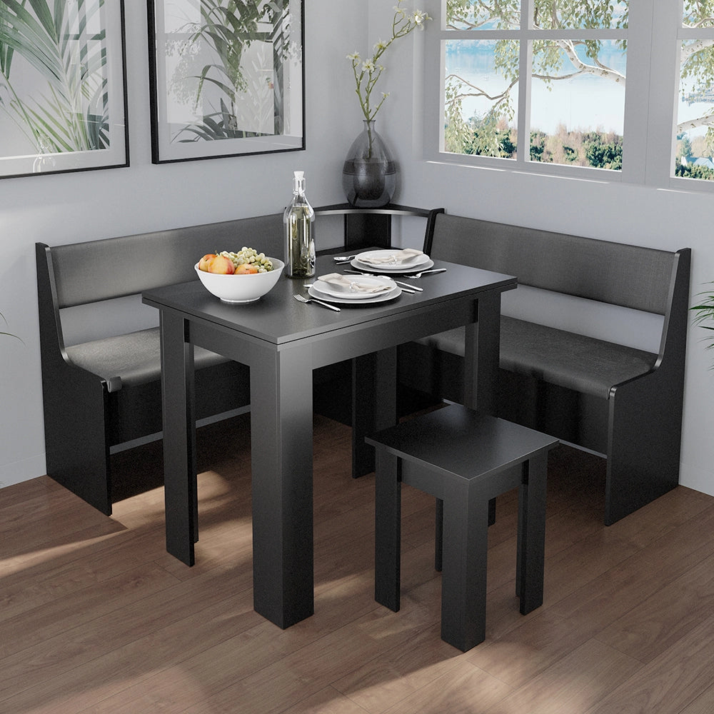 Vicco Gruppo panca ad angolo Nero 150 x 41.5 cm con tavolo
