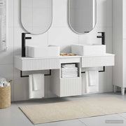 Set di mobili per il bagno 3 pz Bianco Legno ingegnerizzato 3405597