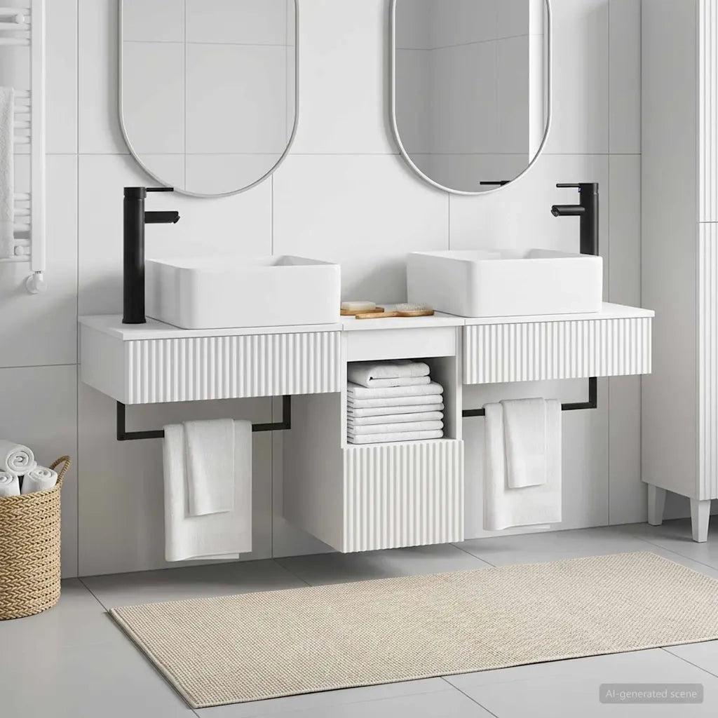 Set di mobili per il bagno 3 pz Bianco Legno ingegnerizzato 3405597