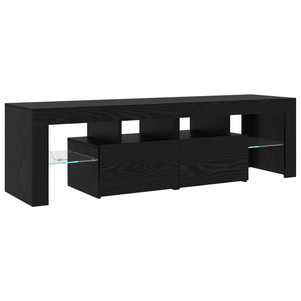 Mobili TV  2 pz con luci LED Rovere Nero Legno ingegnerizzato