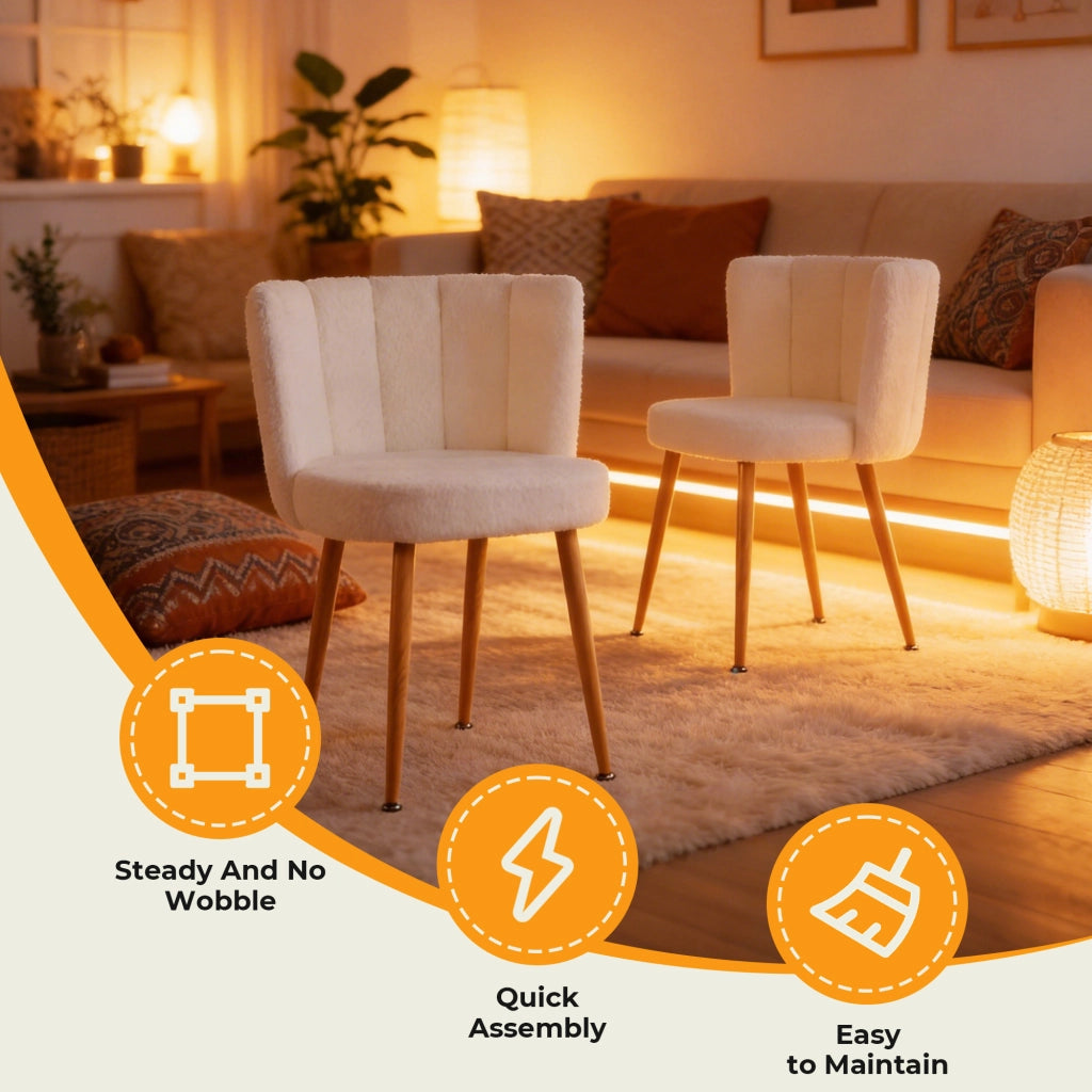 Sedie da Pranzo Set 2 Pezzi ¨C Xylo ¨C Bianche, Gambe in Legno, Seduta Imbottita