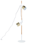Lampada da Terra Bianca con Metallo dorato 125 cm Faretti Rotondi Orientabili Design Moderno