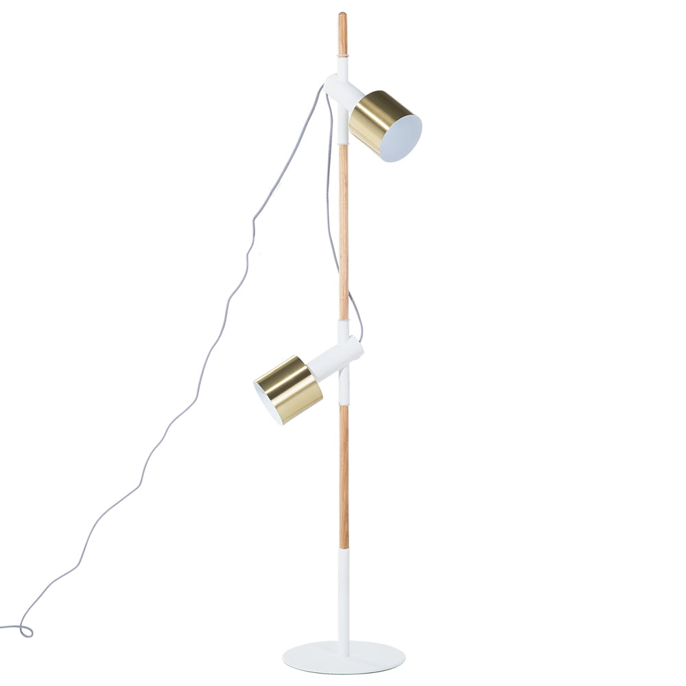 Lampada da Terra Bianca con Metallo dorato 125 cm Faretti Rotondi Orientabili Design Moderno