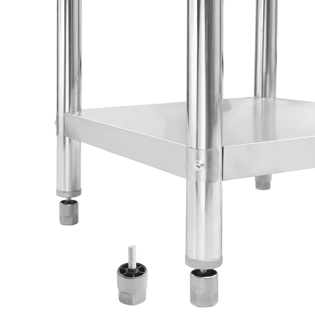 Tavolo da lavoro da cucina con alzatina 120 x 60 x 93 cm acciaio inox 02_0001908