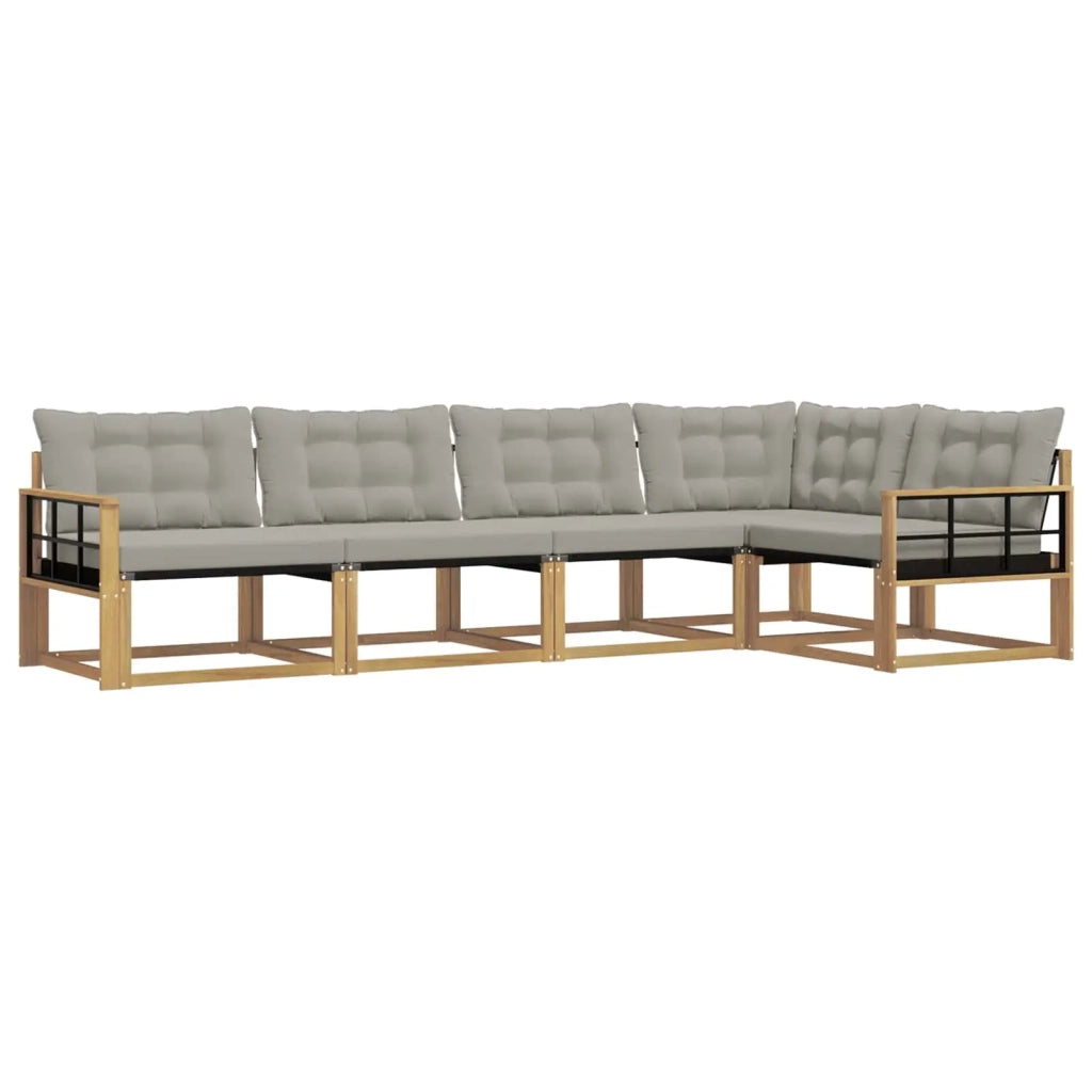 Set di divani da esterno 5 pcs Bianco e Grigio Chiaro