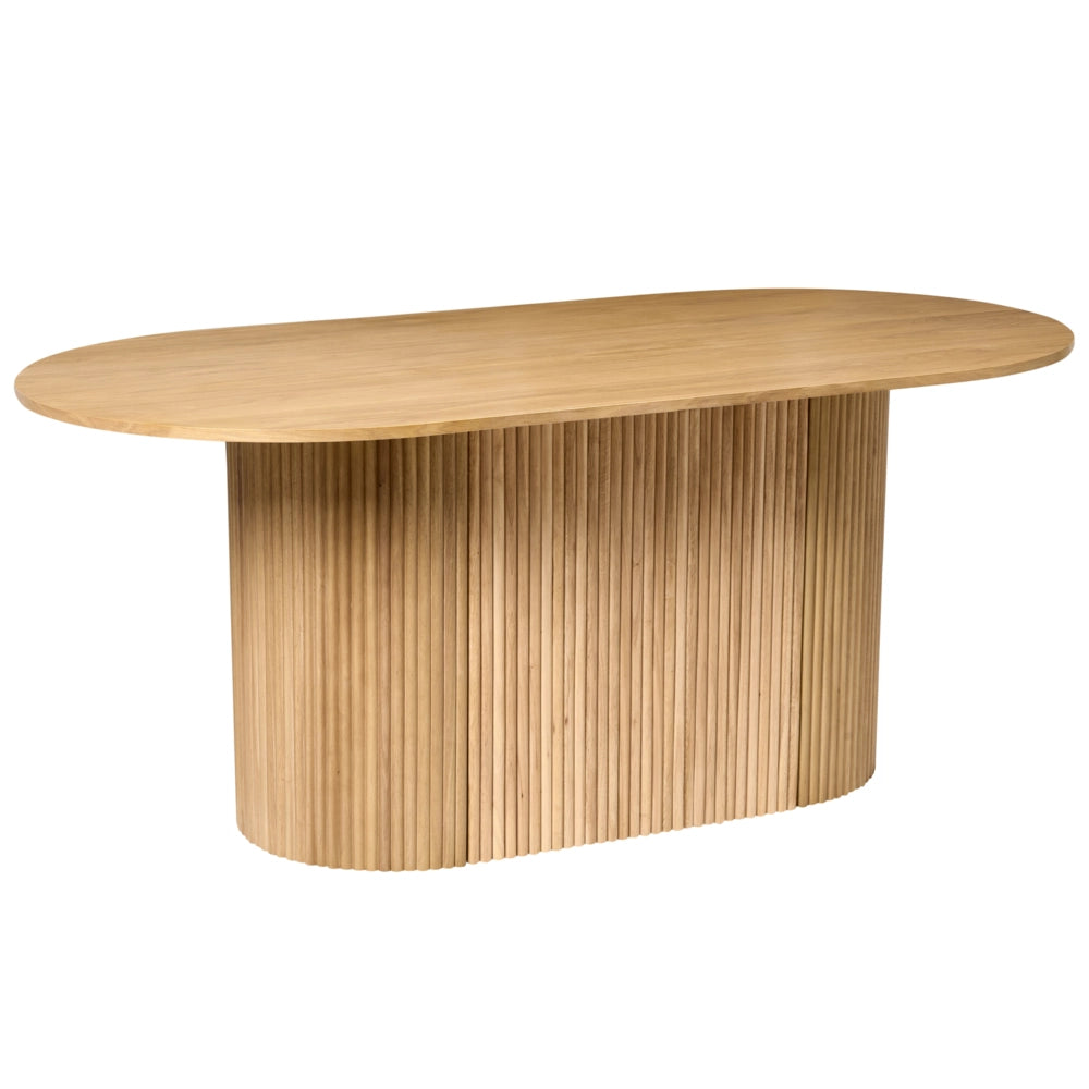 Tavolo da pranzo 180 x 90 cm Gambe in legno massello Impiallacciatura rovere chiaro