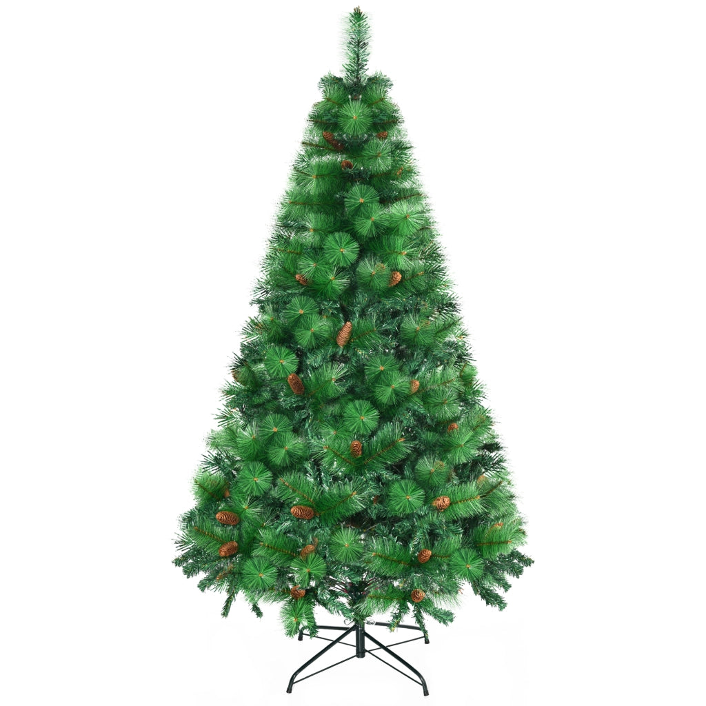 Albero di Natale Decorato con Pigne ¨C zephmum ¨C Verde, PE e PVC, ¦µ116x180 cm