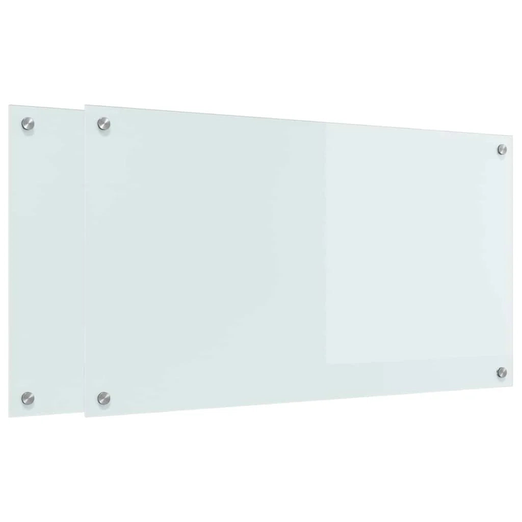 Set di 2 paraschizzi moderni per cucina resistenti al calore 90 x 50 cm in vetro temperato bianco 02_0056289