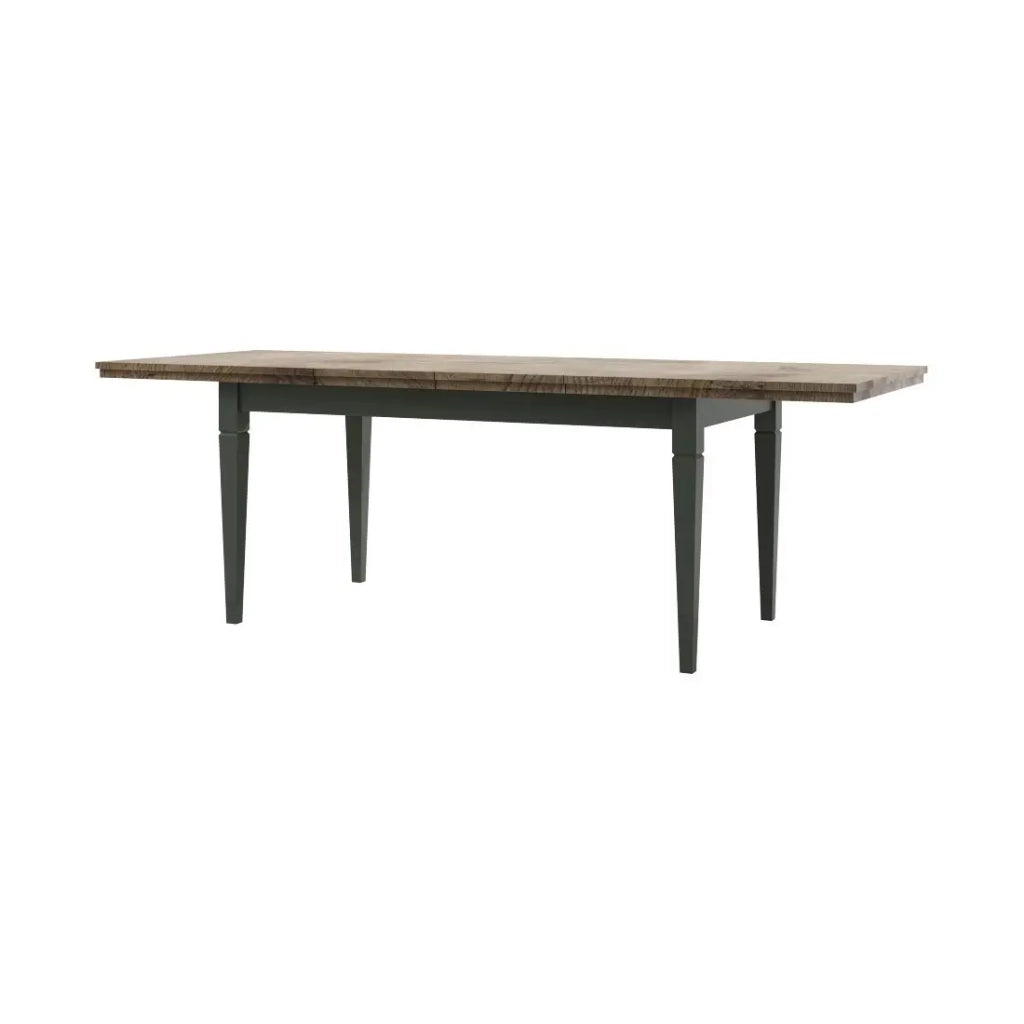 Tavolo estensibile fino a 240cm per sala da pranzo Collezione ASSIA. Colori verde e quercia.