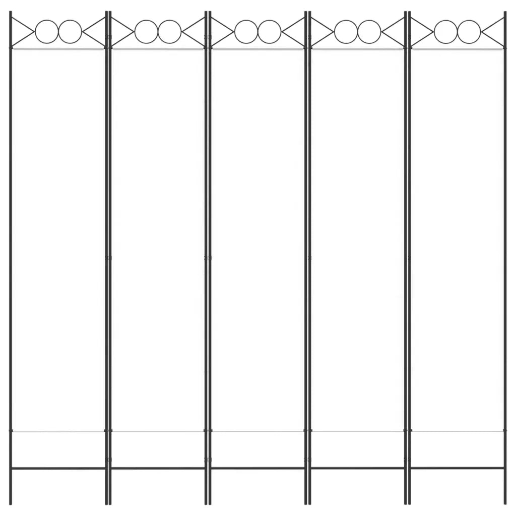 Divisorio Ambienti | Divider per stanze | Paravento a 5 Pannelli Bianco 200x200 cm Tessuto