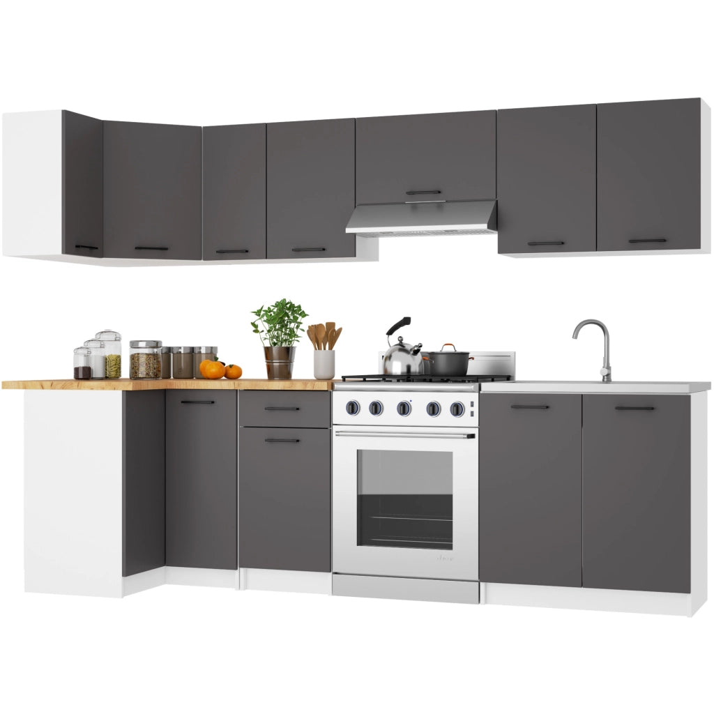 Mobile cucina modulare con piano di lavoro AKORD OLIWIA Bianco 60 cm 3 cassetti inserto frontale Grigia Grafite 60x46x85 cm