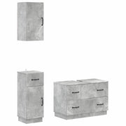 Set di armadietti da bagno in 3 pezzi HOORN Grigio Cemento 3417795