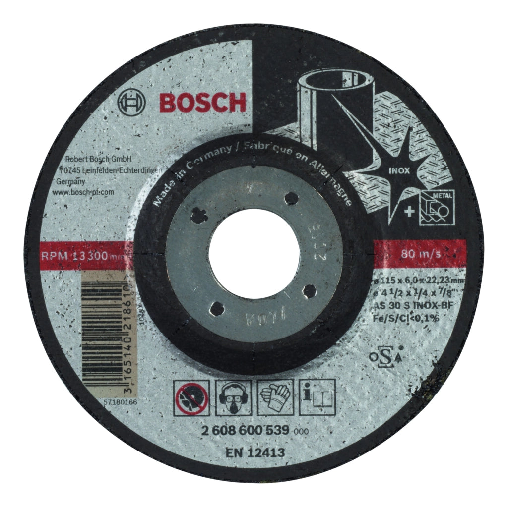 2608600539 - Mola da sbavo a centro depresso Expert for Inox AS 30 S INOX BF, 115 mm, 6,0 mm
