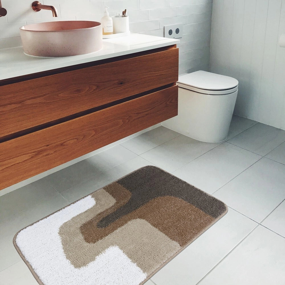 Tappeto Bagno 50x80 Cm Doccia Scendiletto Pelo Raso Morbido Assorbente Antiscivolo Lavabile Marrone