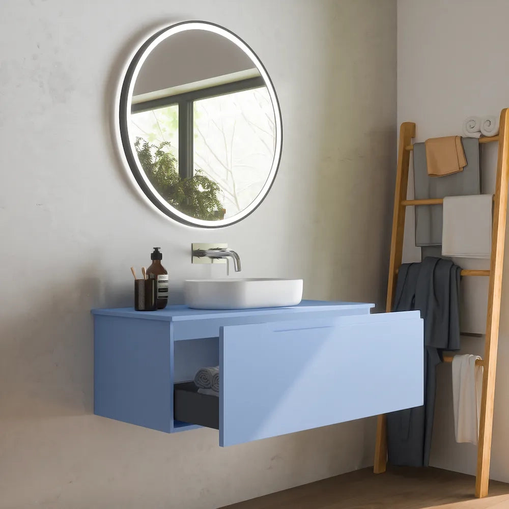 Mobile bagno sospeso 60 cm un cassetto carta da zucchero con top | Ardenne
