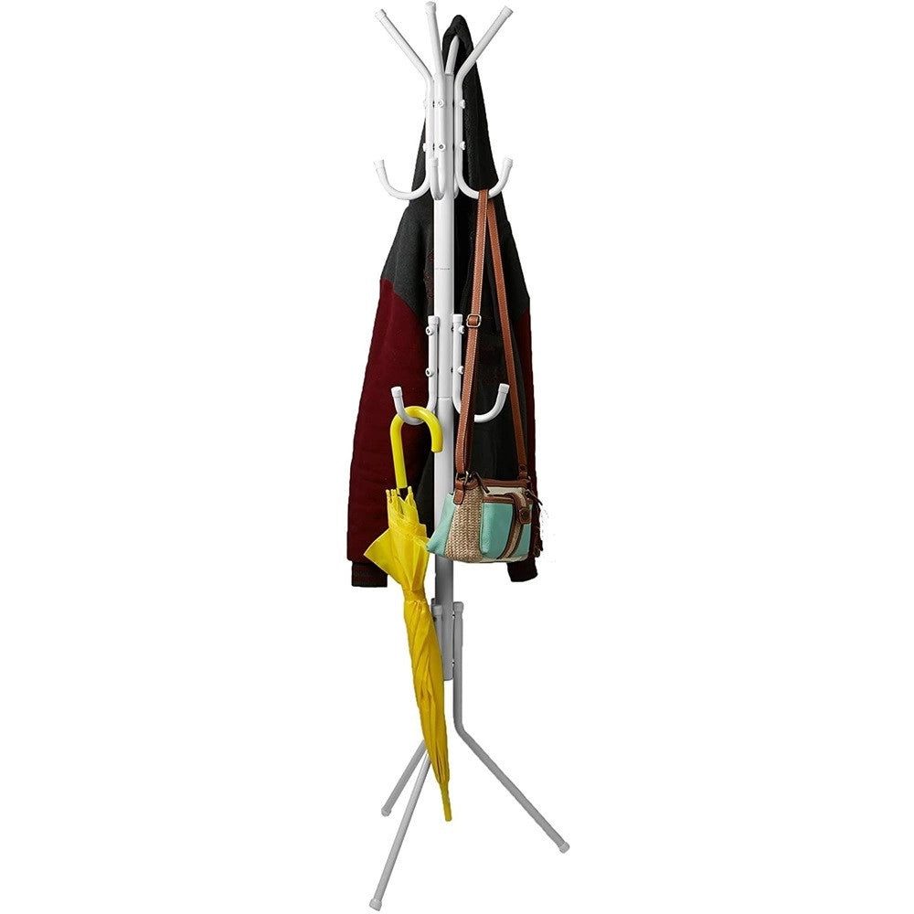 Trade Shop - Appendiabiti Indipendente Con 12 Ganci Multiuso Per Ombrelli Borse Giacche 170 X 42 Cm -
