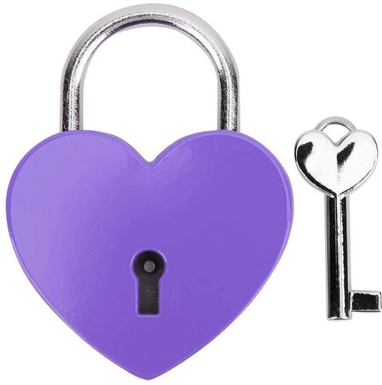 Chiusura a forma di cuore elegante - Mini slot per serratura - Con chiave - Per scatola di gioielli - 45x59mm - Disponibile in diverse colori
