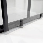 Box doccia 3 lati 80x80x80 in vetro temperato trasparente doppio scorrevole con profili neri Tay