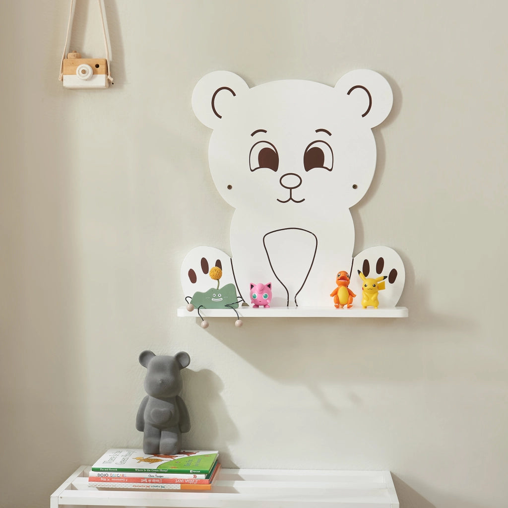 Mensola da Parete Korsør per Bambini Consolle Pensile Design Orsacchiotto - Bianco [en.casa]