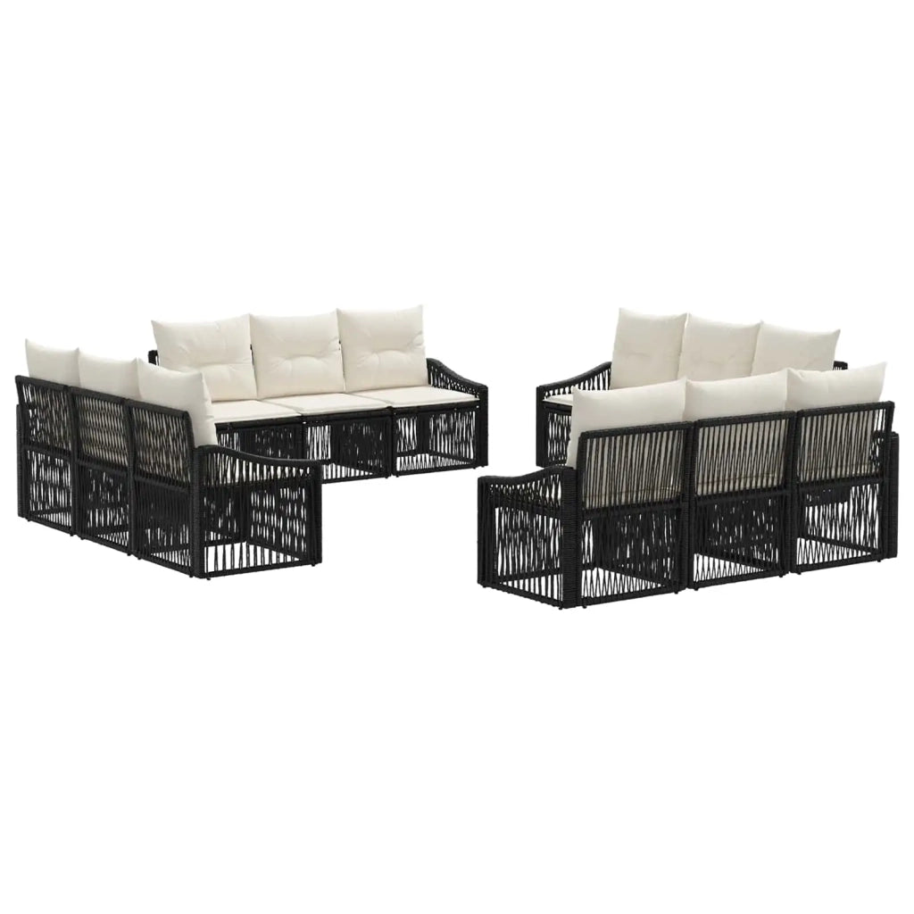 Set Divano da Giardino 12 pcs Nero polyrattan 3435955