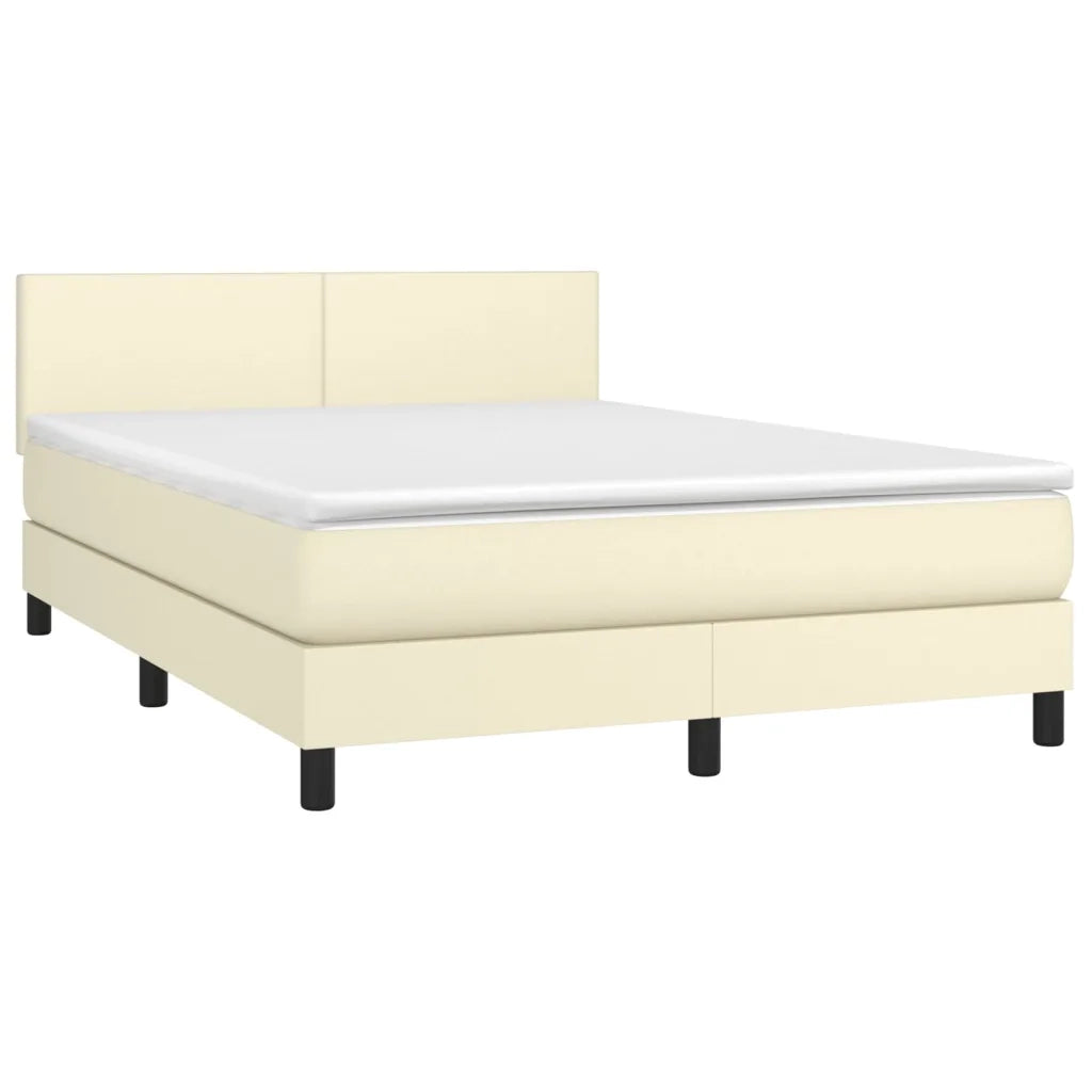vidaXL Giroletto a Molle con Materasso Crema 140x200 cm in Similpelle