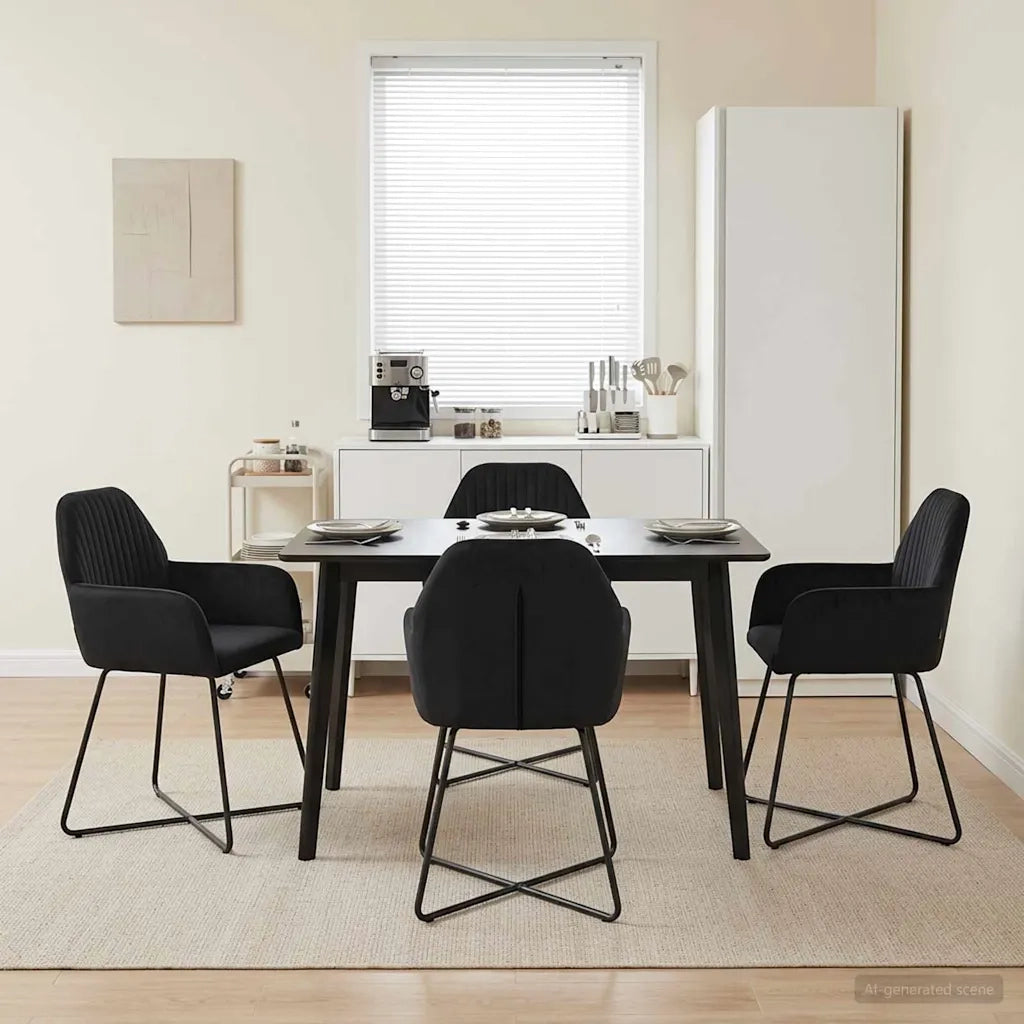 Sedie da pranzo 4 pcs Velluto (V) Nero 55 x 50 x 84 cm 3428378