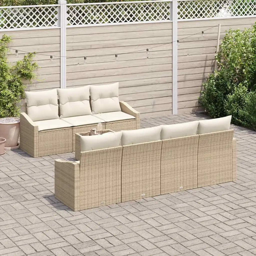 Set di divani con cuscino 8 pcs Beige e Crema polyrattan 3355300