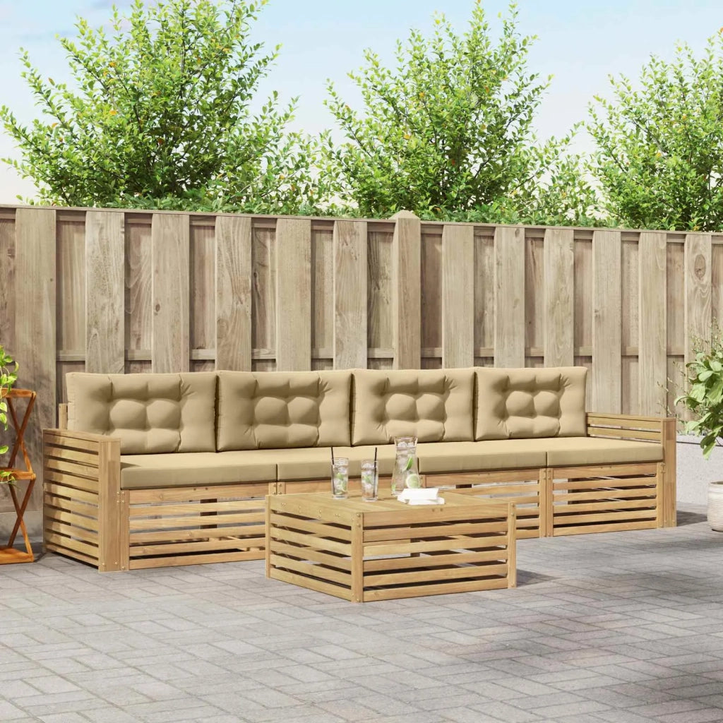 Set di divani da esterno 5 pcs Bianco e Beige 3390013