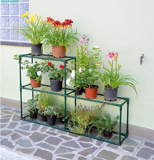 Scaffale Portapiante a Ripiani 142x30x98 cm in Acciaio Rama Verde