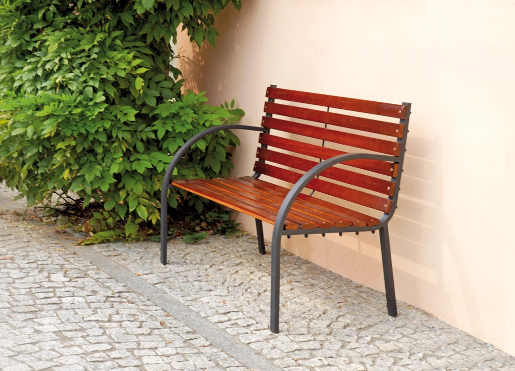 Panca Piccadilly tubo metallo e legno rovere Greenwood