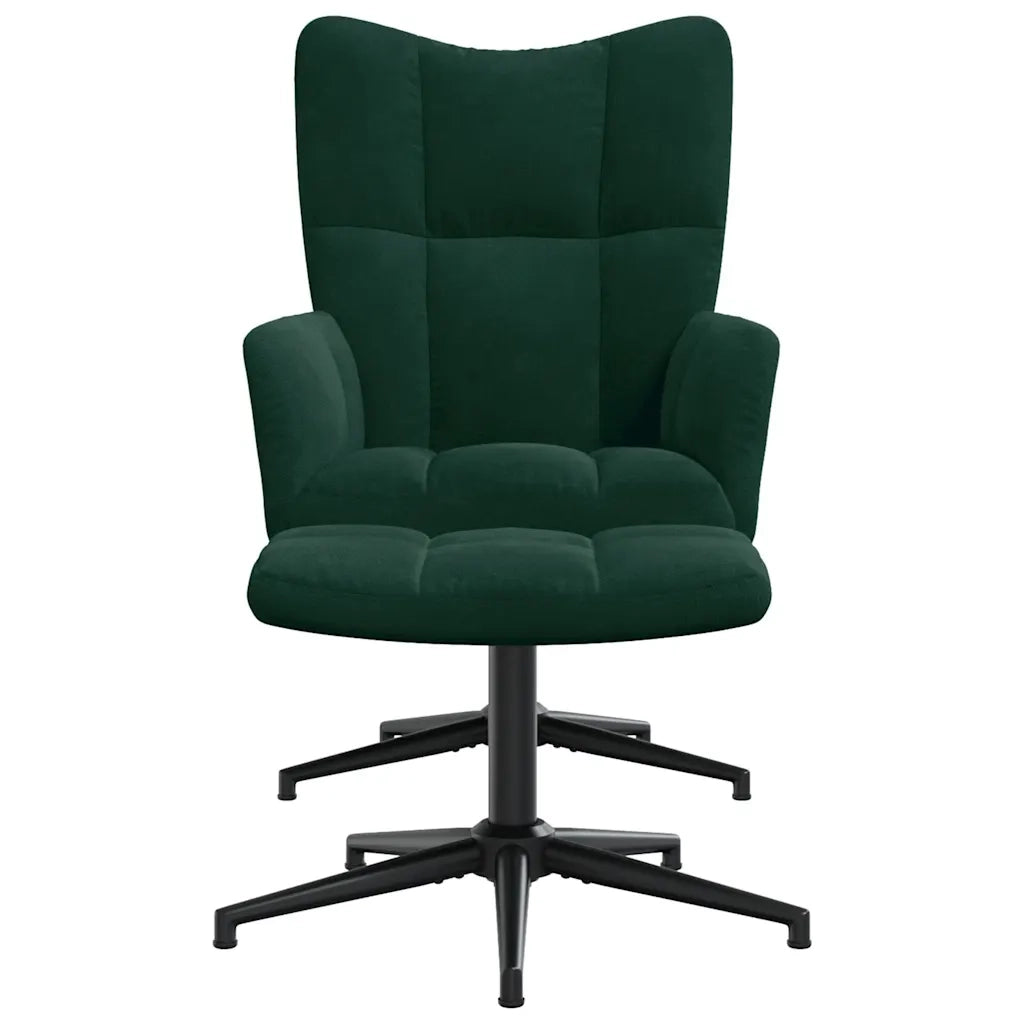 Poltrona Relax con Poggiapiedi Verde Scuro in Velluto 328108