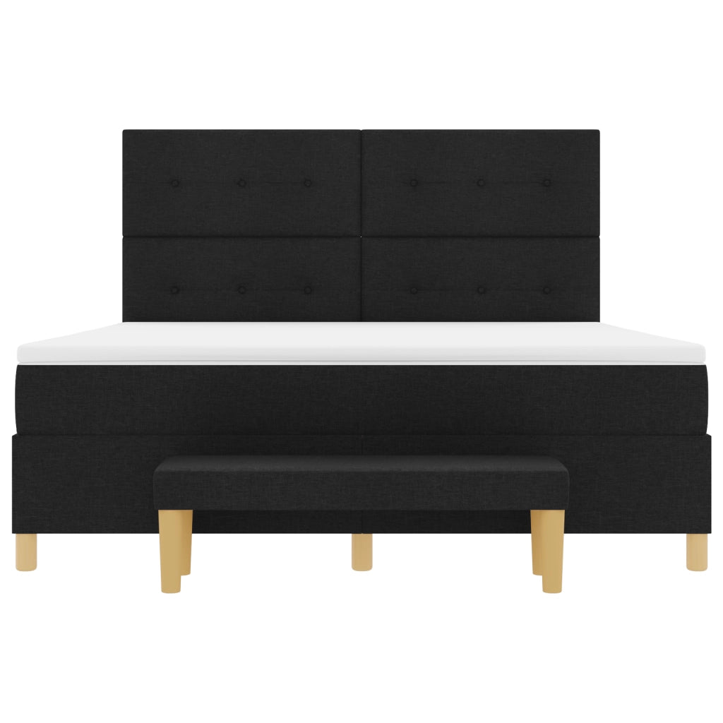 Letto Box Spring con Materasso & Panchina Nero 180x200 cm Tessuto