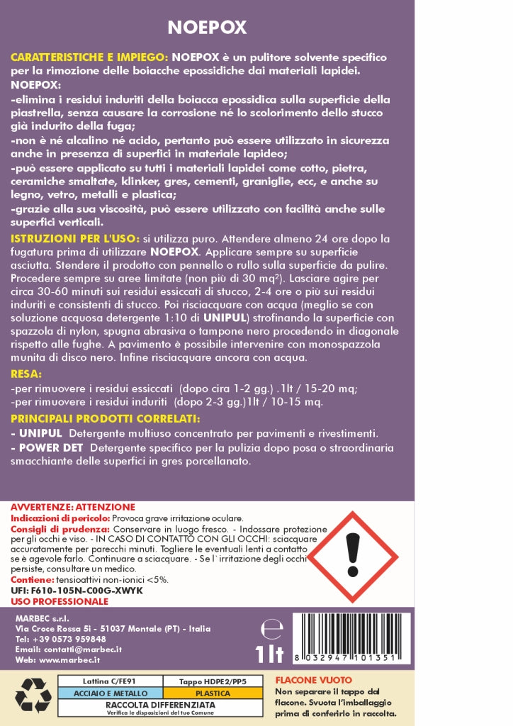 Come rimuovere boiacche epossidiche NOEPOX   1LTx6Pz