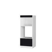 Mobile cucina microonde Fame-Line Nero rigato/Bianco 60 cm aperto Vicco