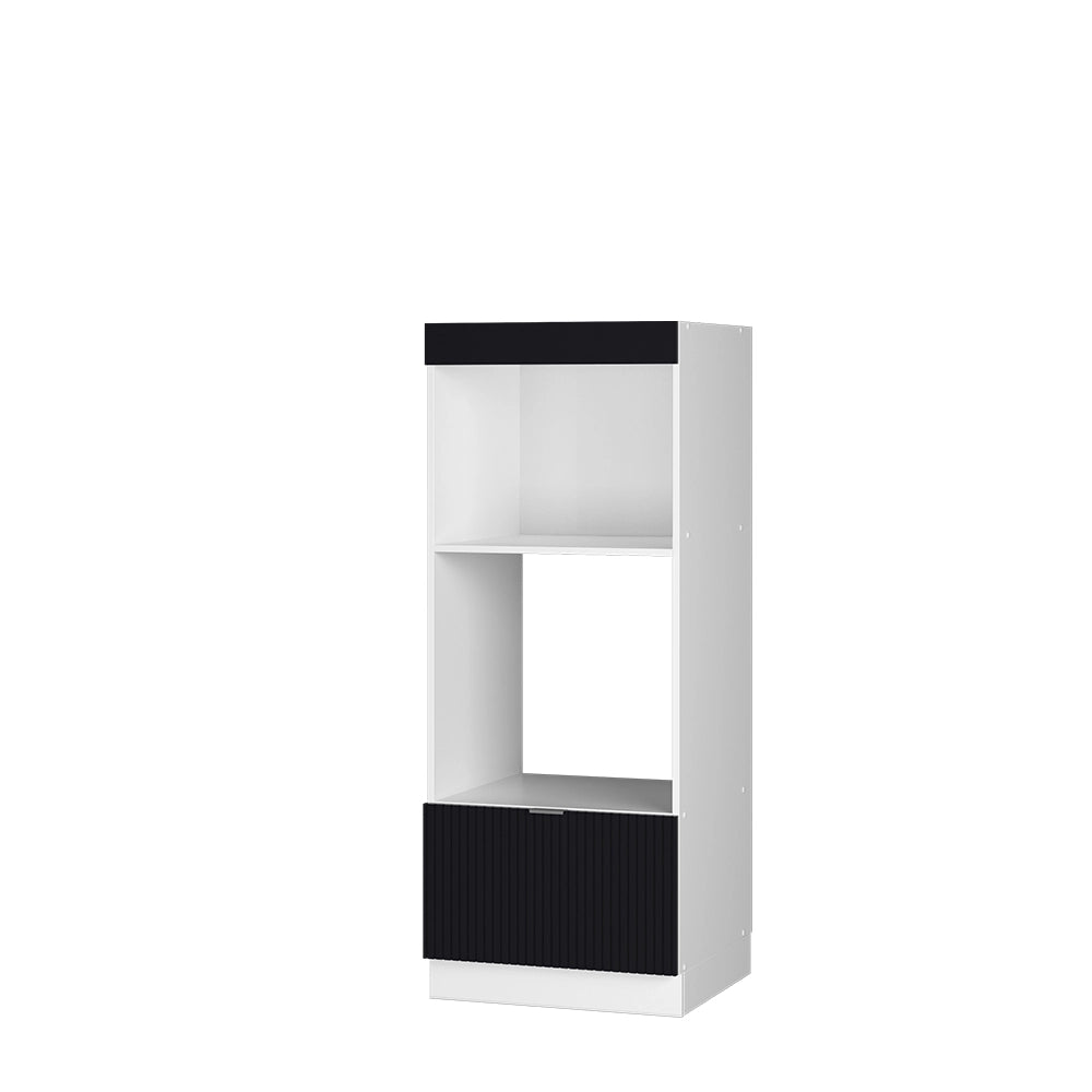 Mobile cucina microonde Fame-Line Nero rigato/Bianco 60 cm aperto Vicco